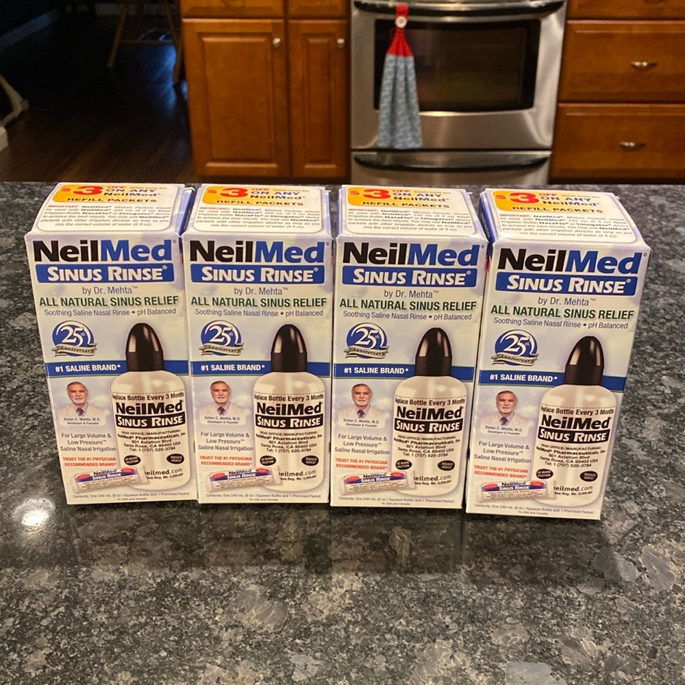 LOT of 4 NeilMed Sinus Rinse Bottle Starter Kit Exp 3/2029 Brand New